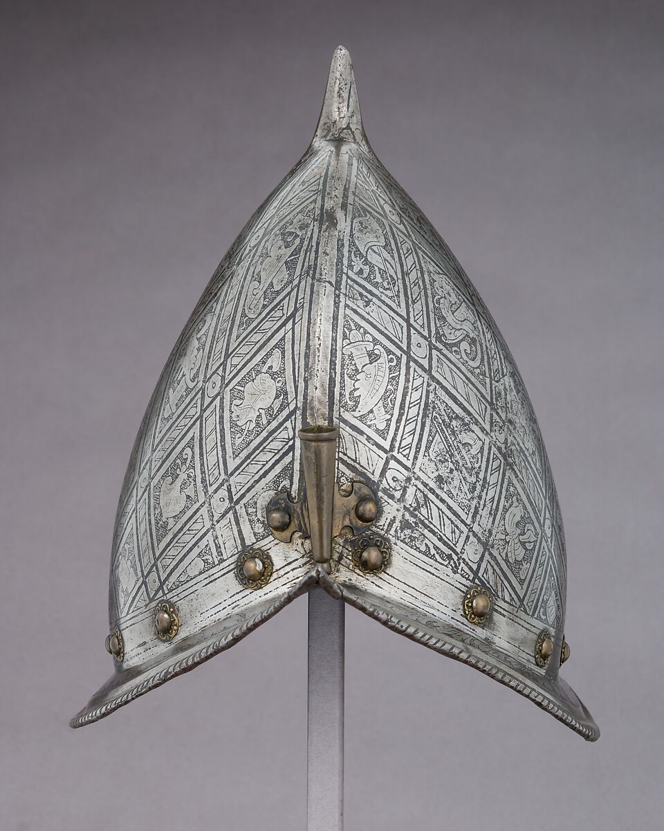 Morion-Cabasset, Steel, brass, leather, Italian