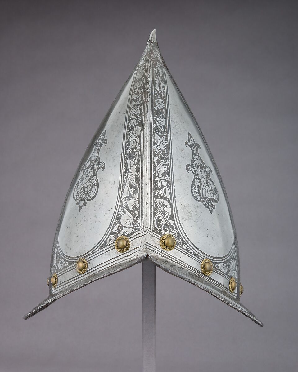 Morion-Cabasset, Steel, brass, leather, Italian