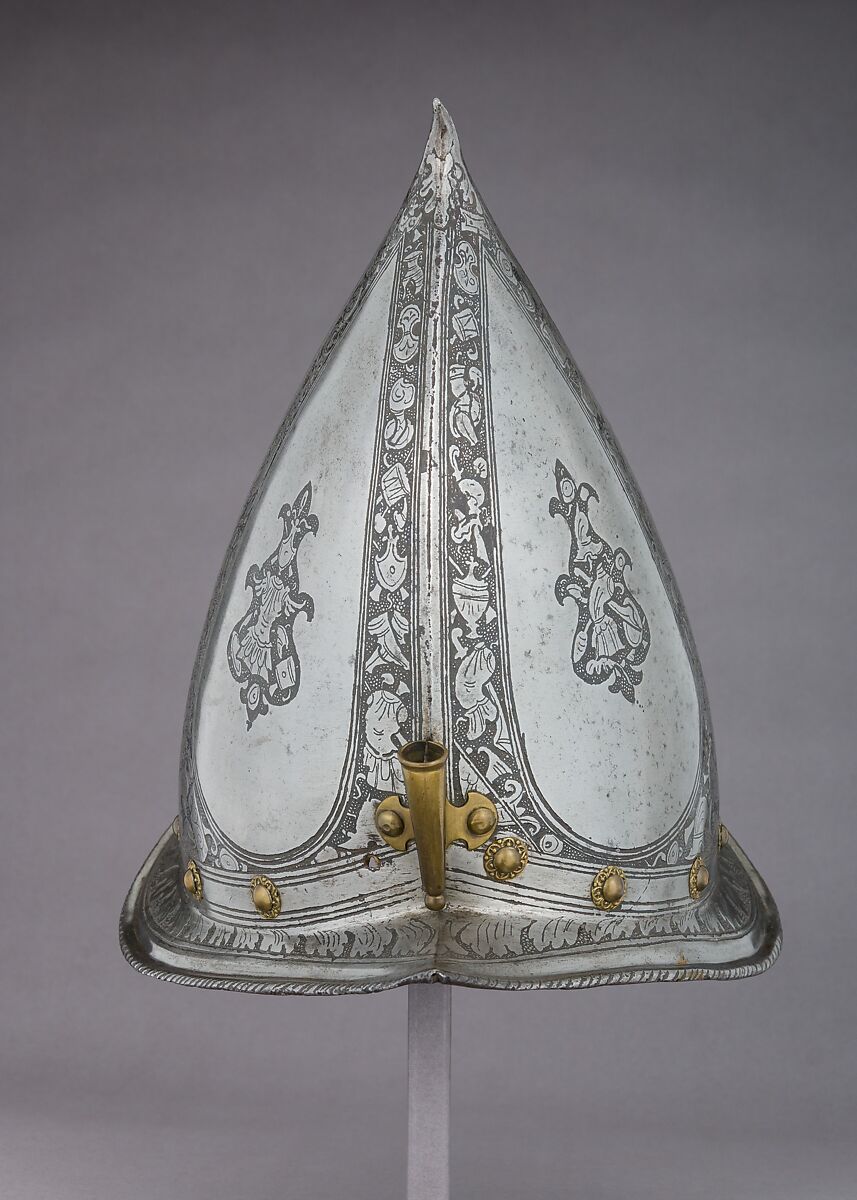 Morion-Cabasset, Steel, brass, leather, Italian