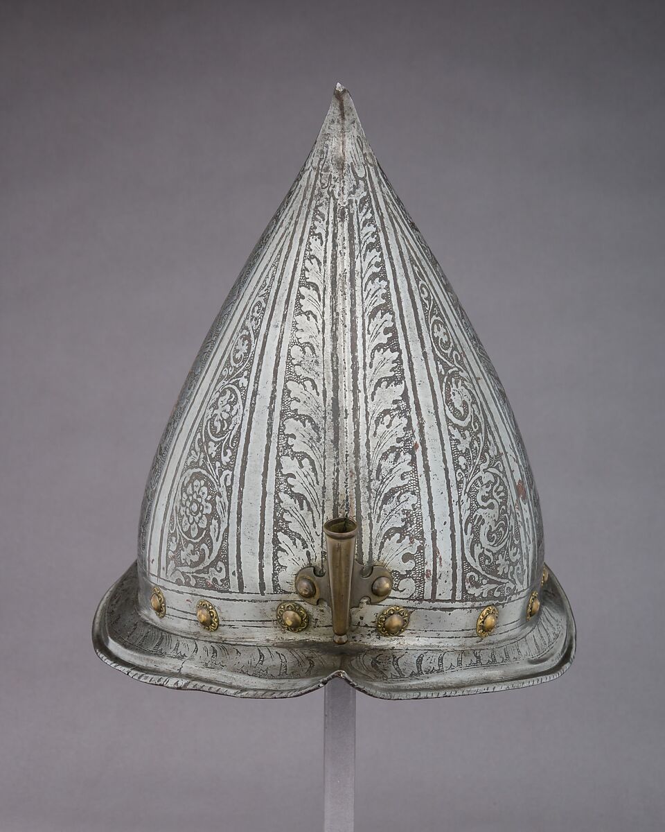 Morion-Cabasset, Steel, brass, leather, Italian