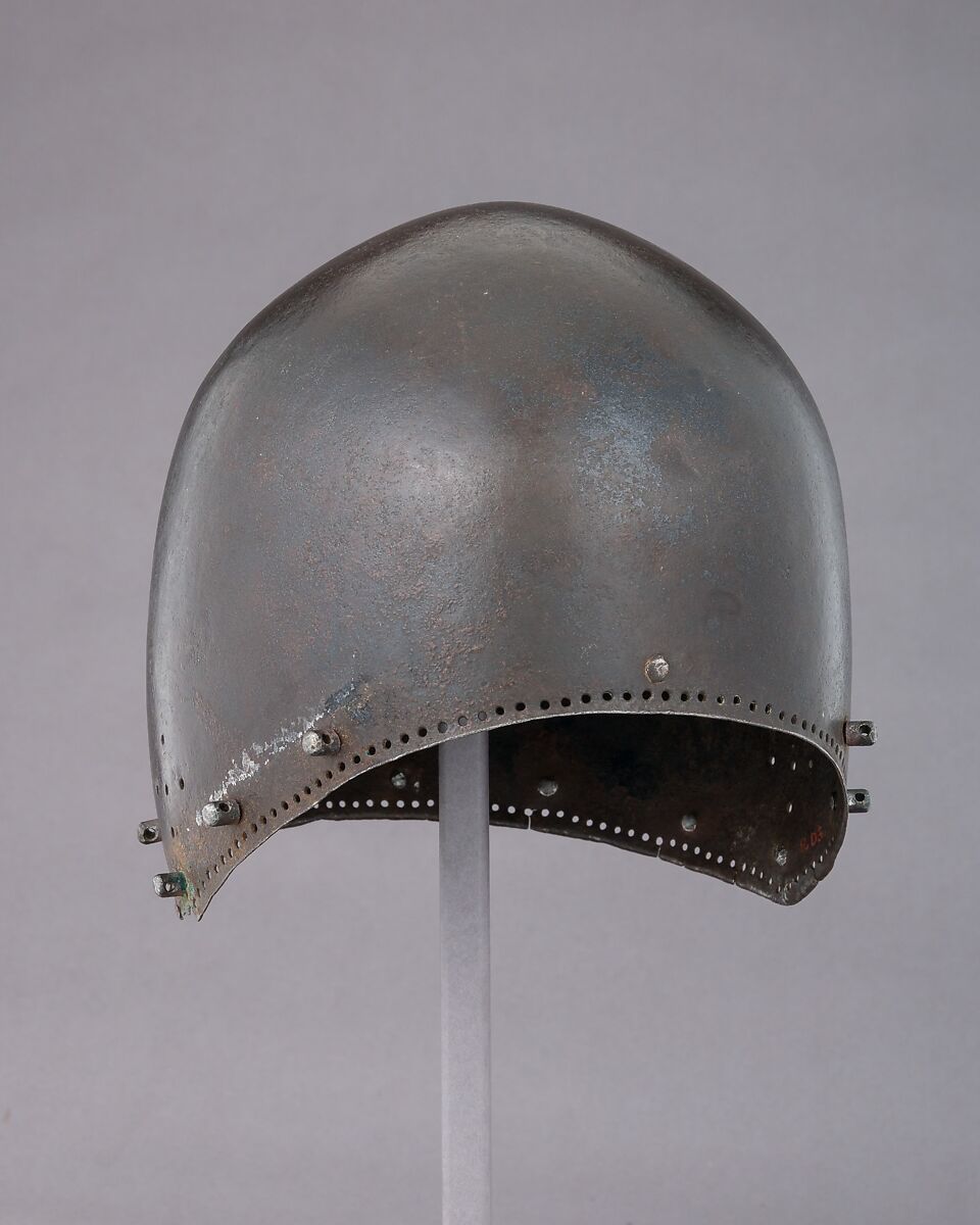 Bascinet, Steel, leather, German