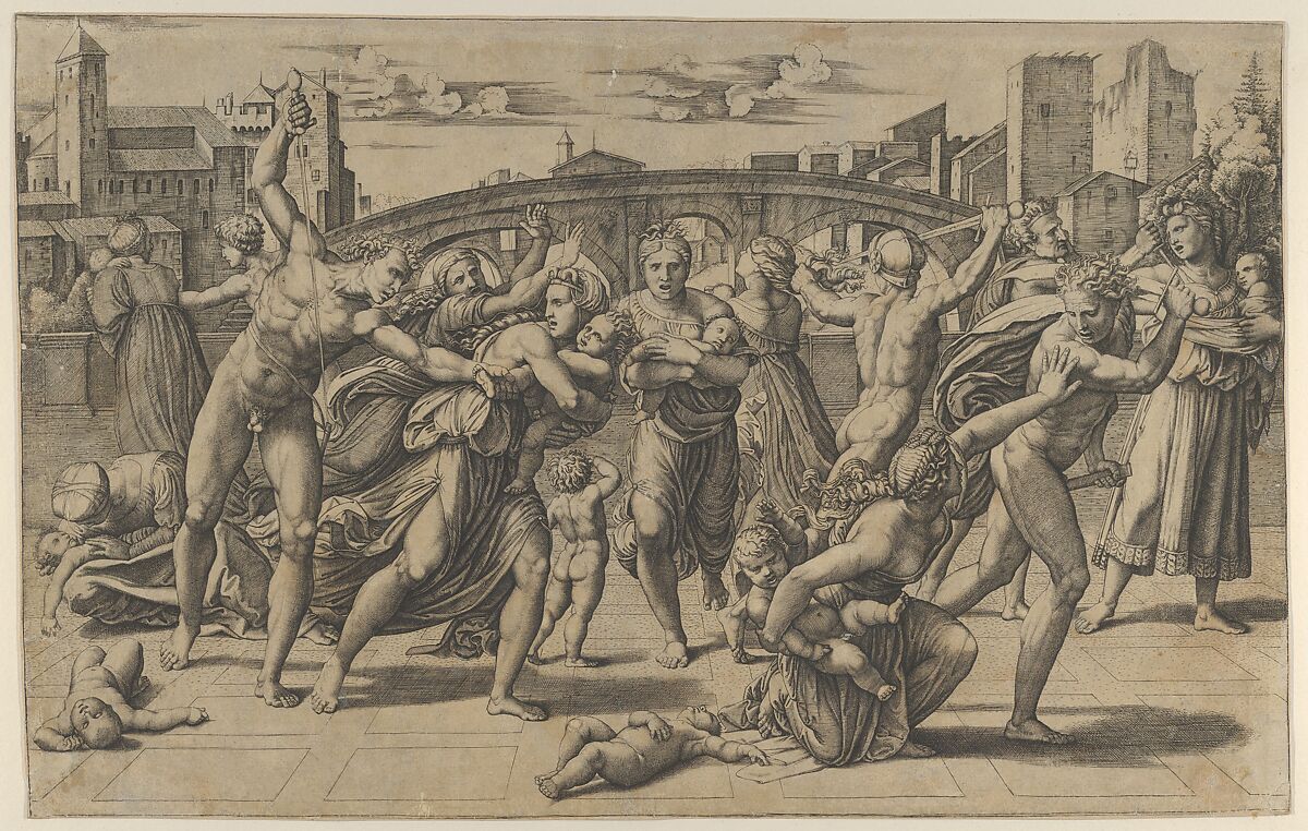 The Massacre of the Innocents, Possibly by Agostino Veneziano (Agostino dei Musi) (Italian, Venice ca. 1490–after 1536 Rome), Engraving 