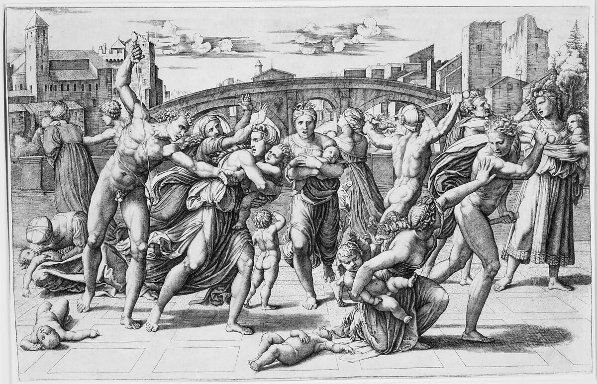 The Massacre of the Innocents, Possibly by Agostino Veneziano (Agostino dei Musi) (Italian, Venice ca. 1490–after 1536 Rome), Engraving