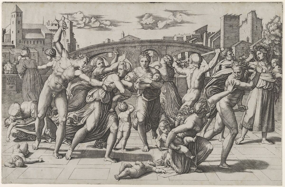 The Massacre of the Innocents, Marcantonio Raimondi (Italian, Argini (?) ca. 1480–before 1534 Bologna (?)), Engraving 