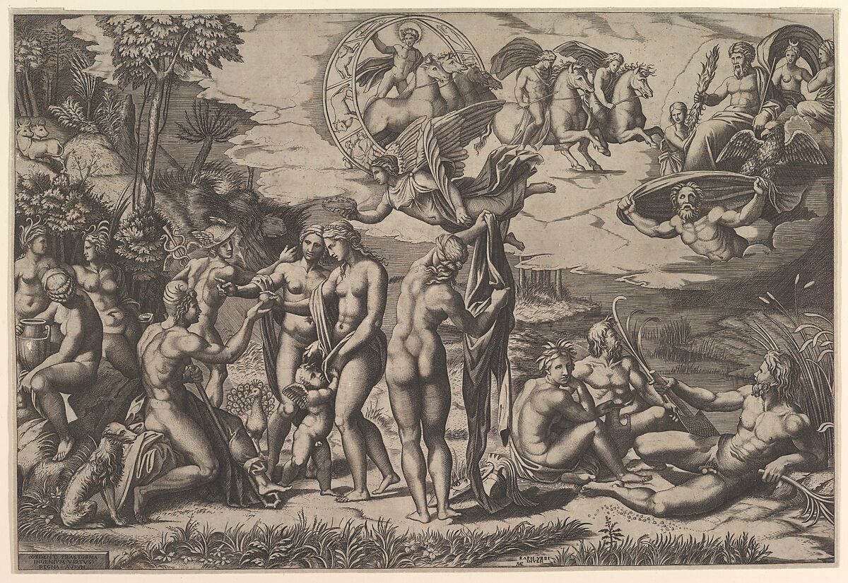 The Judgment of Paris, Marco Dente (Italian, Ravenna, active by 1515–died 1527 Rome), Engraving 