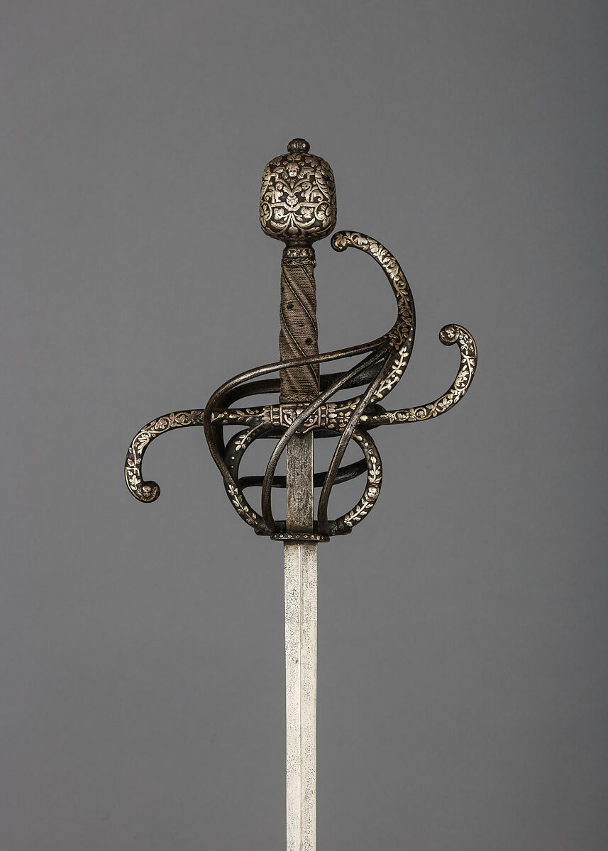 Rapier, Steel, silver, hilt, British; blade, Spanish