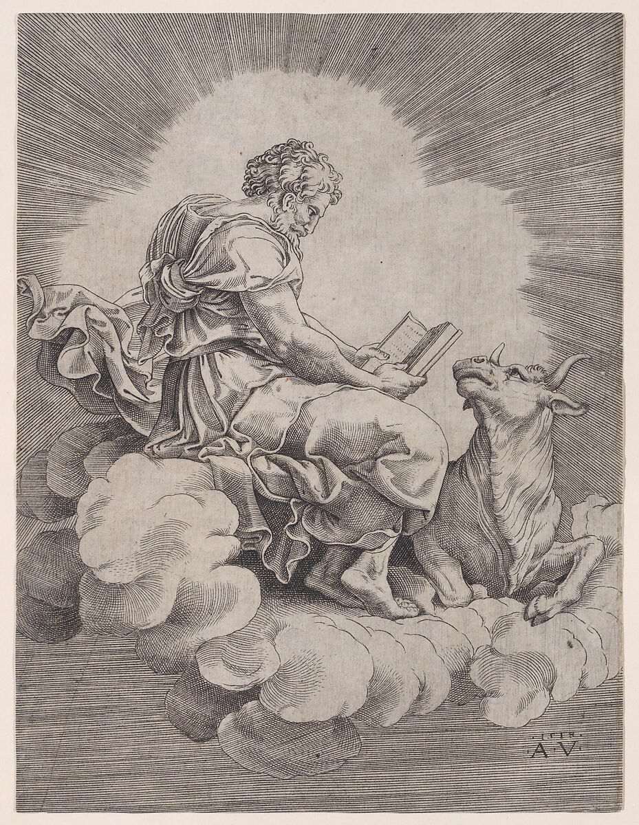 Saint Luke, Agostino Veneziano (Agostino dei Musi) (Italian, Venice ca. 1490–after 1536 Rome), Engraving 