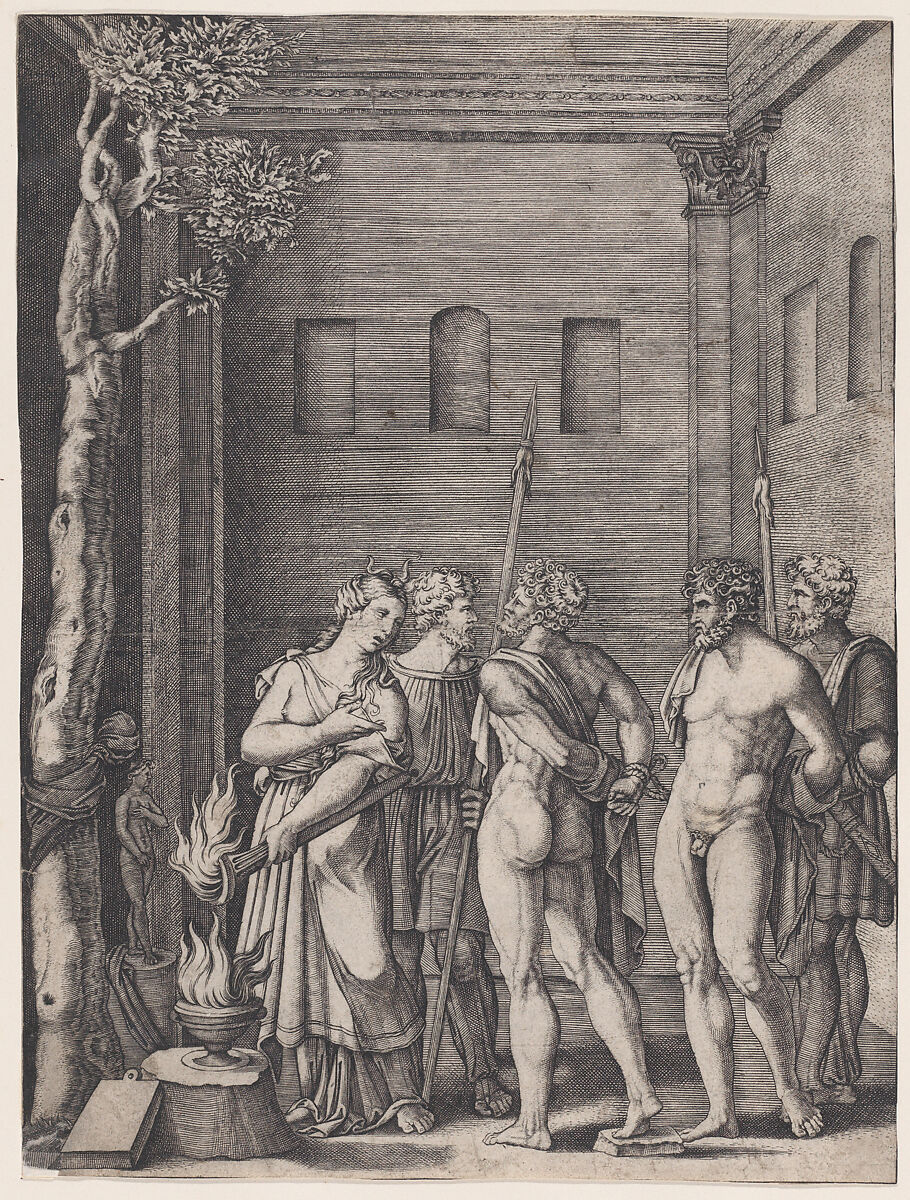 Iphigenia, Agostino Veneziano (Agostino dei Musi) (Italian, Venice ca. 1490–after 1536 Rome), Engraving 