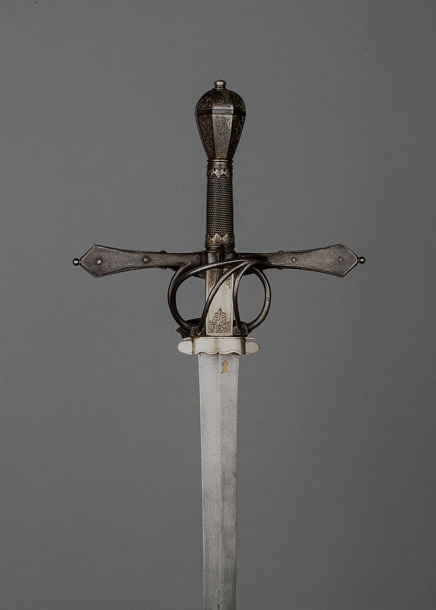 Rapier with Scabbard, Steel, leather, wood, silver, German, Saxony