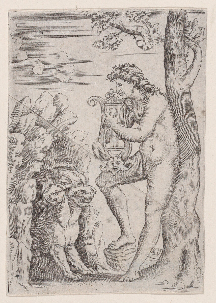 Orpheus, Agostino Veneziano (Agostino dei Musi) (Italian, Venice ca. 1490–after 1536 Rome), Engraving 