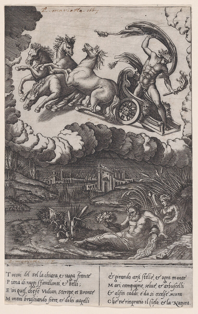 Phaeton, Agostino Veneziano (Agostino dei Musi) (Italian, Venice ca. 1490–after 1536 Rome), Engraving 
