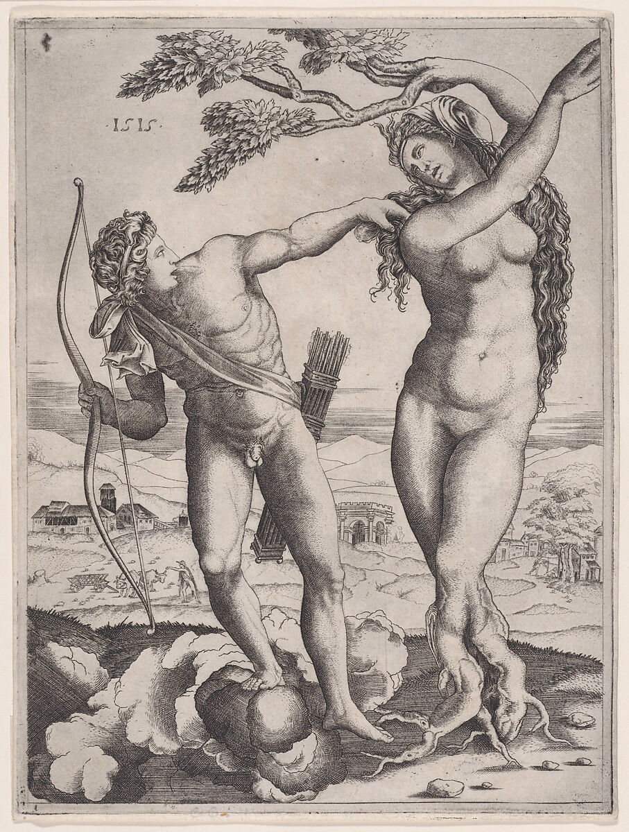 Apollo and Daphne, Agostino Veneziano (Agostino dei Musi) (Italian, Venice ca. 1490–after 1536 Rome), Engraving 