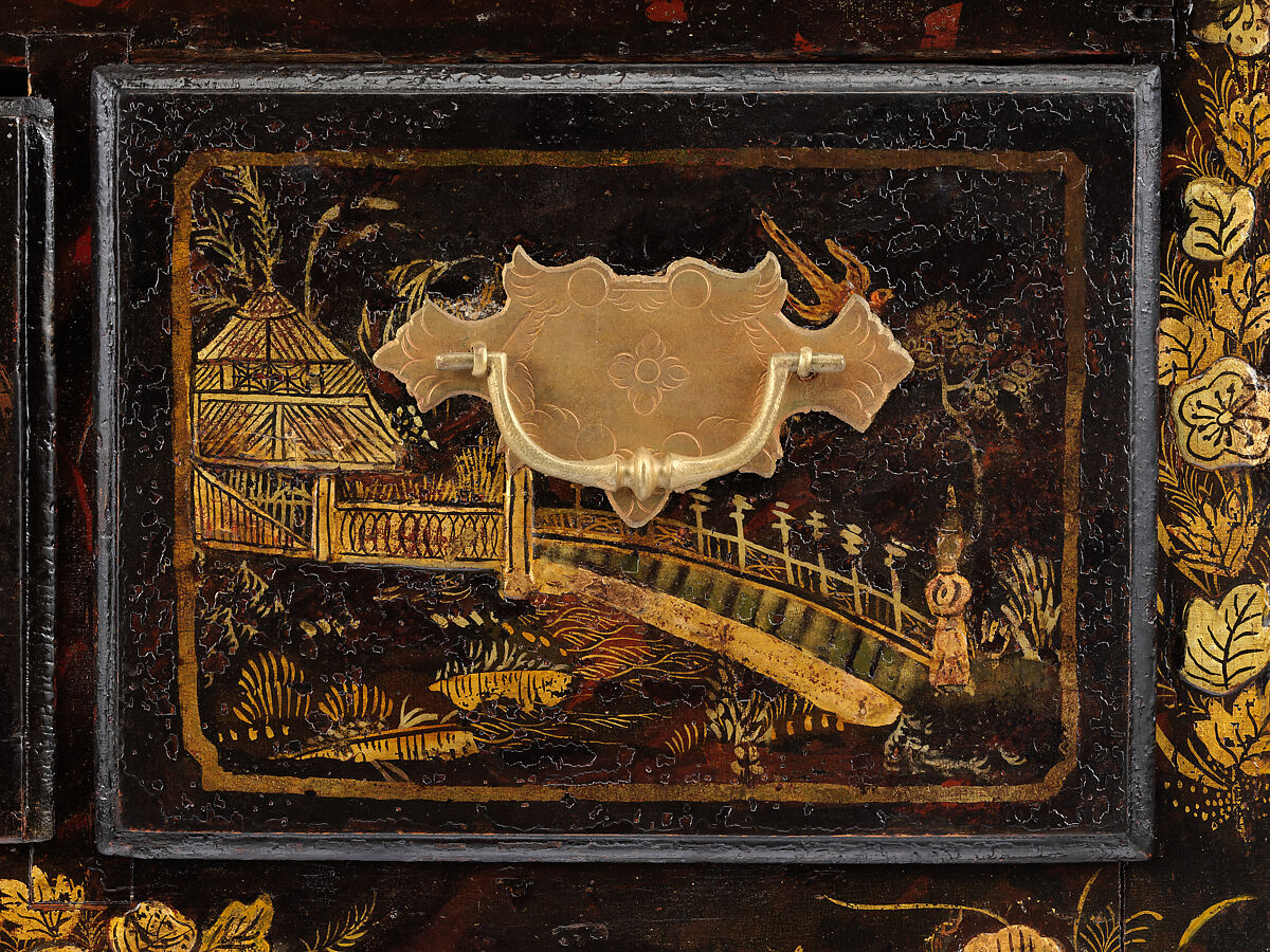 Dressing table, Japanned maple, japanned white pine, white pine, japanned birch; brass, American