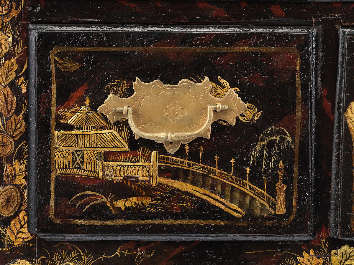 Dressing table, Japanned maple, japanned white pine, white pine, japanned birch; brass, American