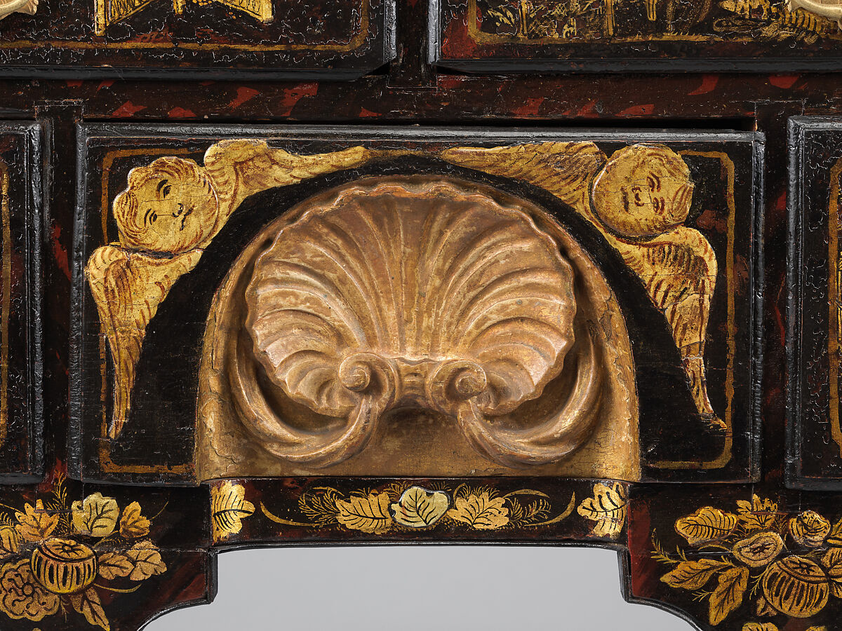 Dressing table, Japanned maple, japanned white pine, white pine, japanned birch; brass, American