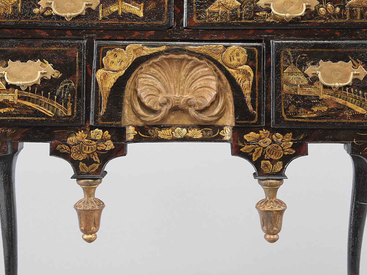 Dressing table, Japanned maple, japanned white pine, white pine, japanned birch; brass, American