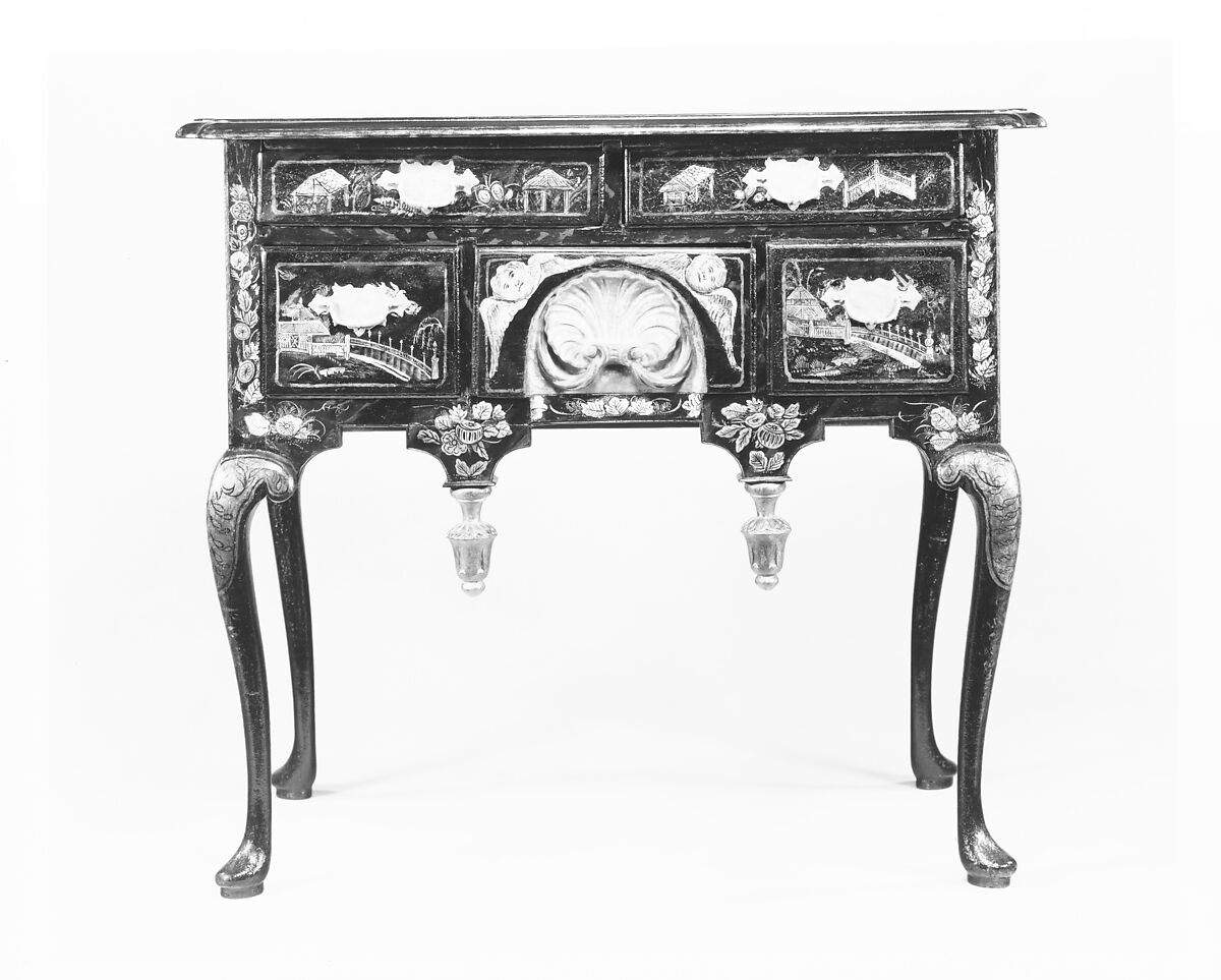 Dressing table, Japanned maple, japanned white pine, white pine, japanned birch; brass, American