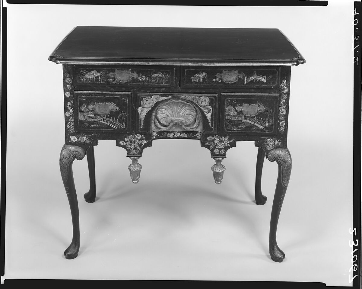 Dressing table, Japanned maple, japanned white pine, white pine, japanned birch; brass, American