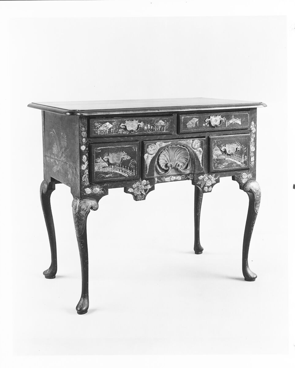 Dressing table, Japanned maple, japanned white pine, white pine, japanned birch; brass, American