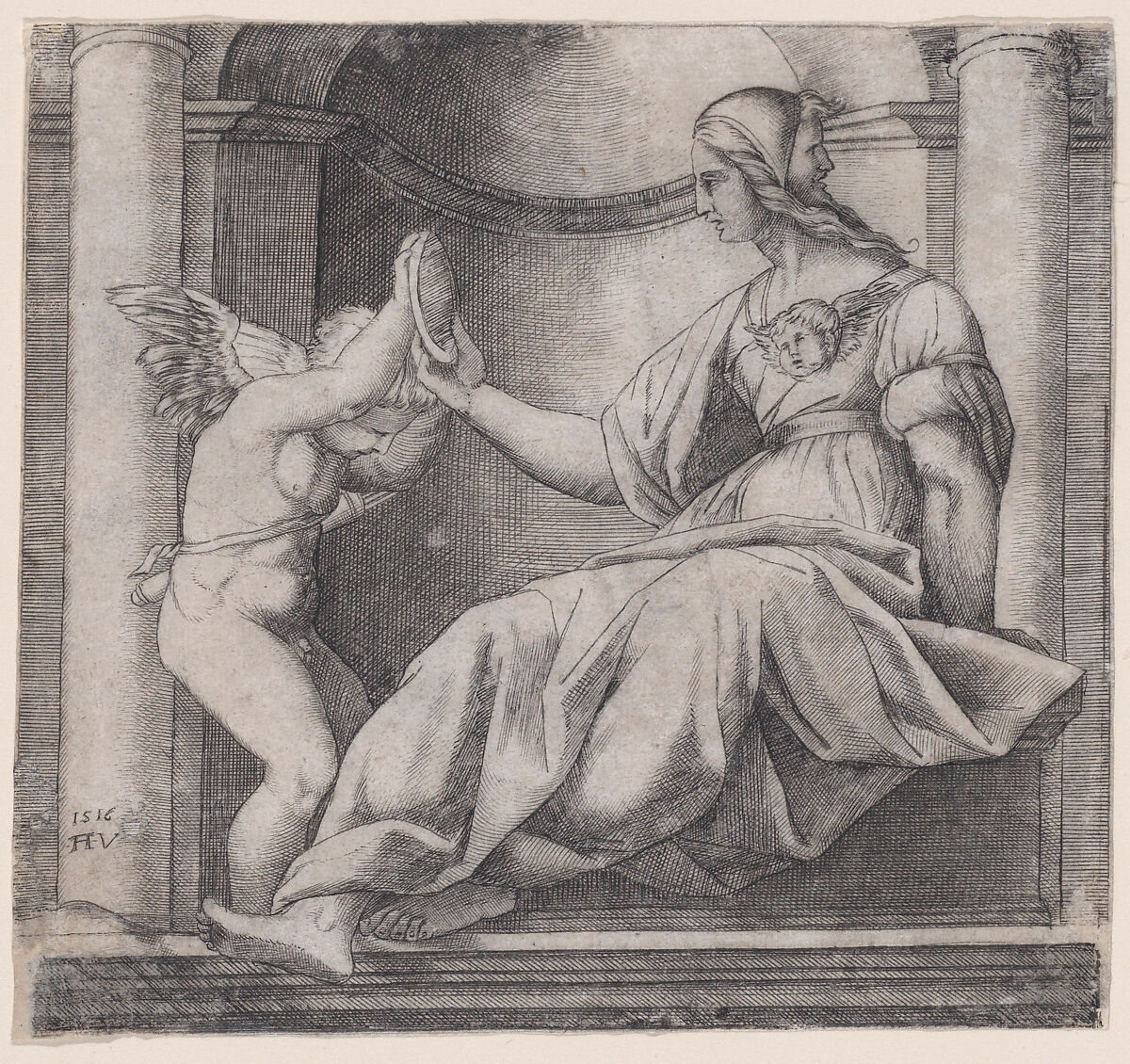 Prudence, Agostino Veneziano (Agostino dei Musi) (Italian, Venice ca. 1490–after 1536 Rome), Engraving 