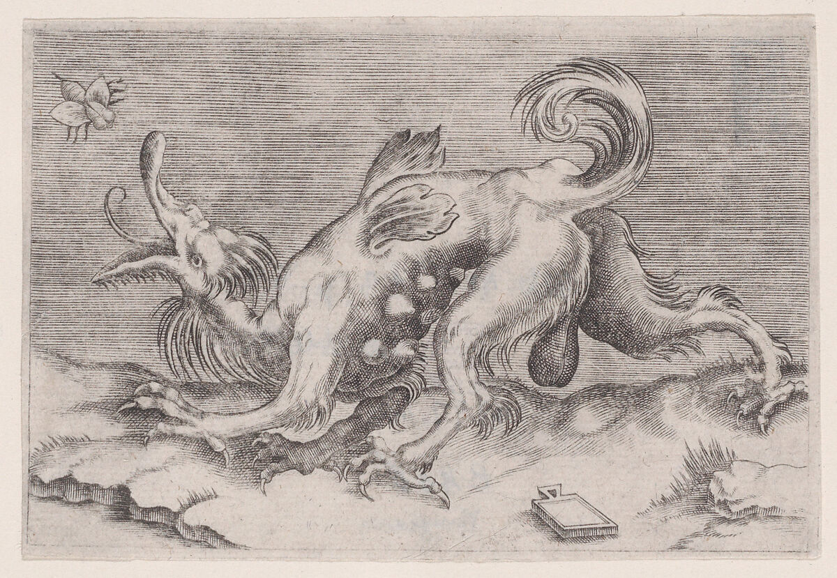 The Dragon and the Bee, Agostino Veneziano (Agostino dei Musi) (Italian, Venice ca. 1490–after 1536 Rome), Engraving 