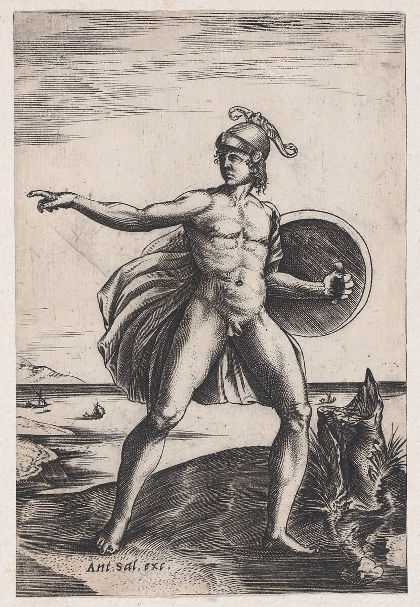 A Warrior, Agostino Veneziano (Agostino dei Musi) (Italian, Venice ca. 1490–after 1536 Rome), Engraving 