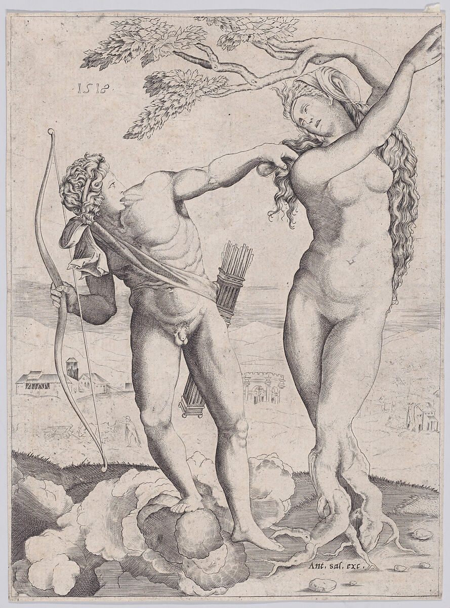Apollo and Daphne, Agostino Veneziano (Agostino dei Musi) (Italian, Venice ca. 1490–after 1536 Rome), Engraving 