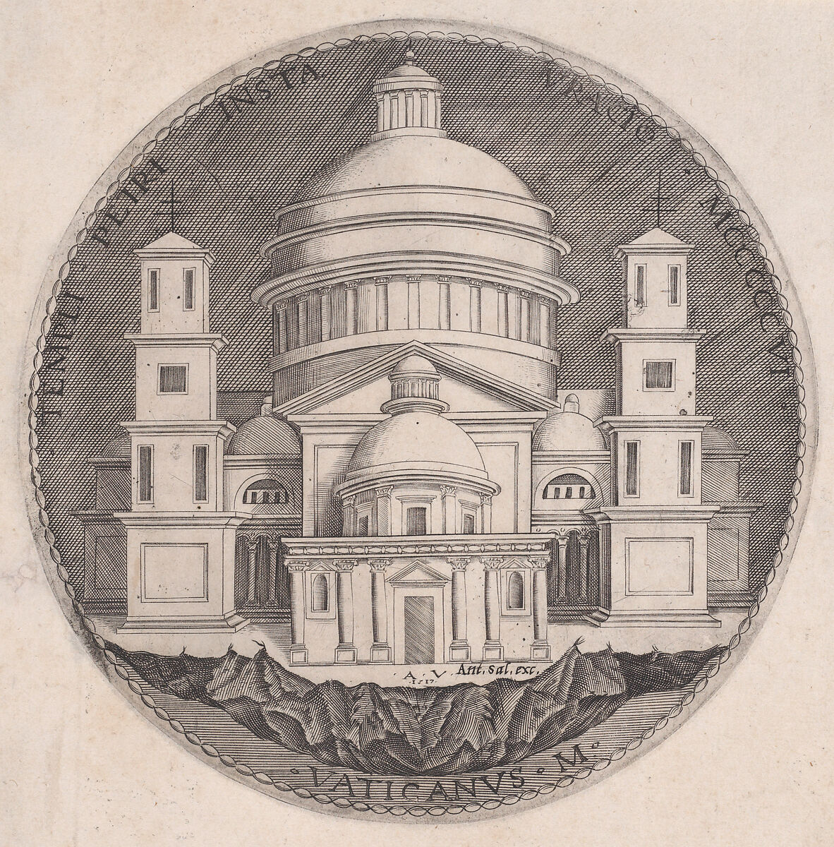 Saint Peter's Basilica, Agostino Veneziano (Agostino dei Musi) (Italian, Venice ca. 1490–after 1536 Rome), Engraving 