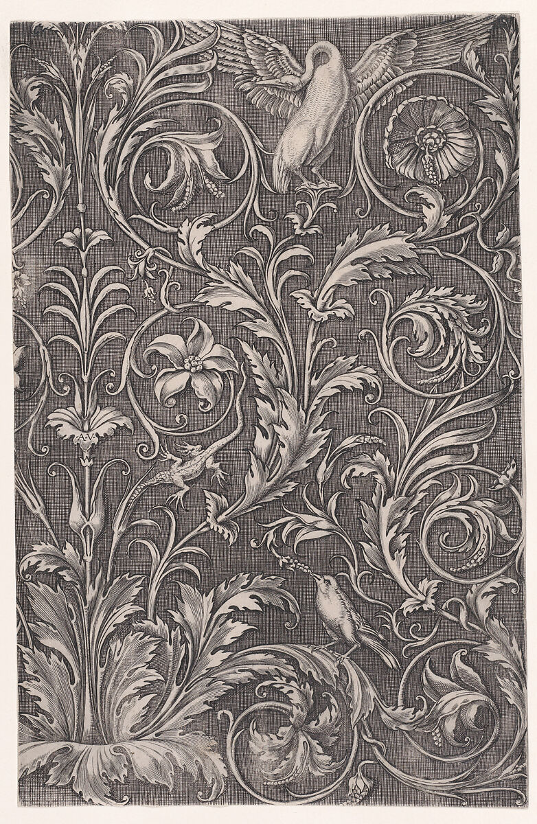 Ornamental Panel, Agostino Veneziano (Agostino dei Musi) (Italian, Venice ca. 1490–after 1536 Rome), Engraving 