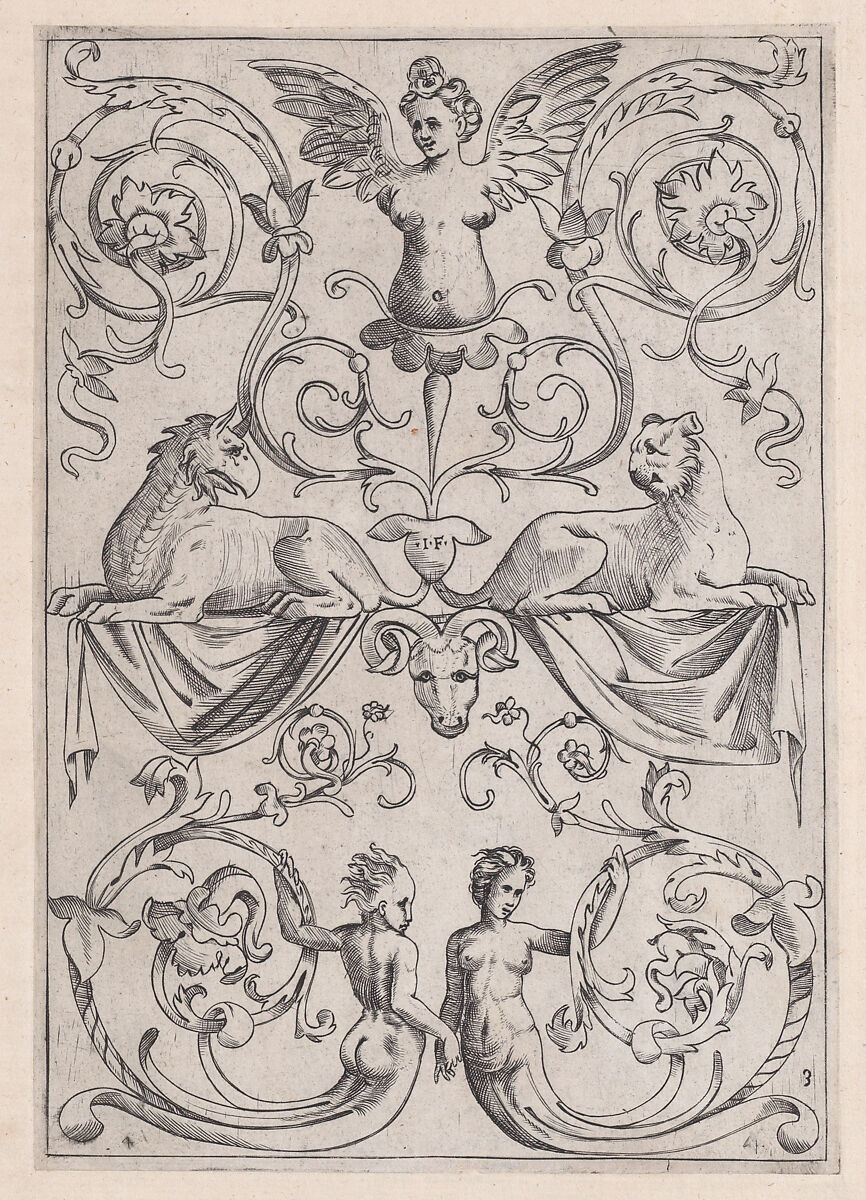 Ornamental Panel, Master I.F. (Florence ca. 1510–documented ca. 1542), Engraving 