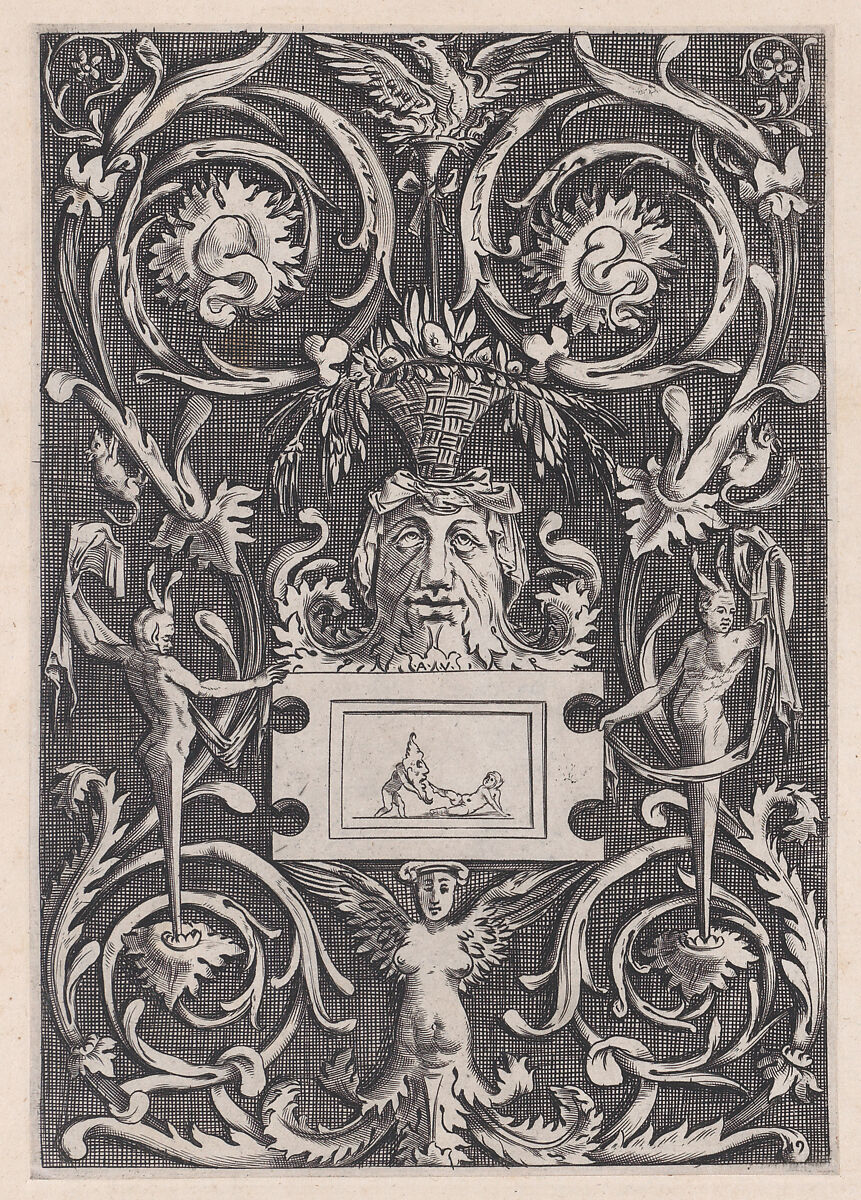 Ornamental Panel, Agostino Veneziano (Agostino dei Musi) (Italian, Venice ca. 1490–after 1536 Rome), Engraving 