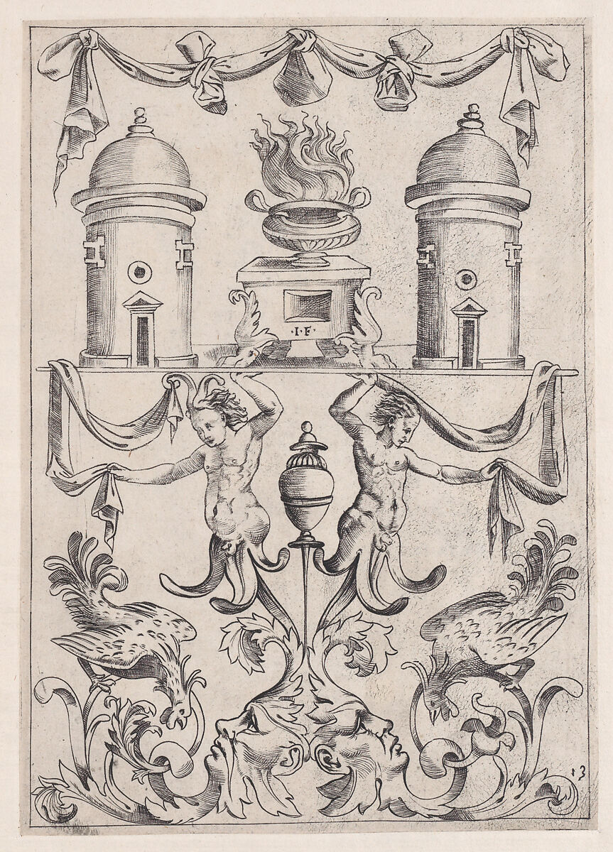 Ornamental Panel, Master I.F. (Florence ca. 1510–documented ca. 1542), Engraving 