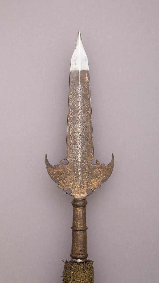 Partisan, Steel, wood, gold, textile, metallic thread, British