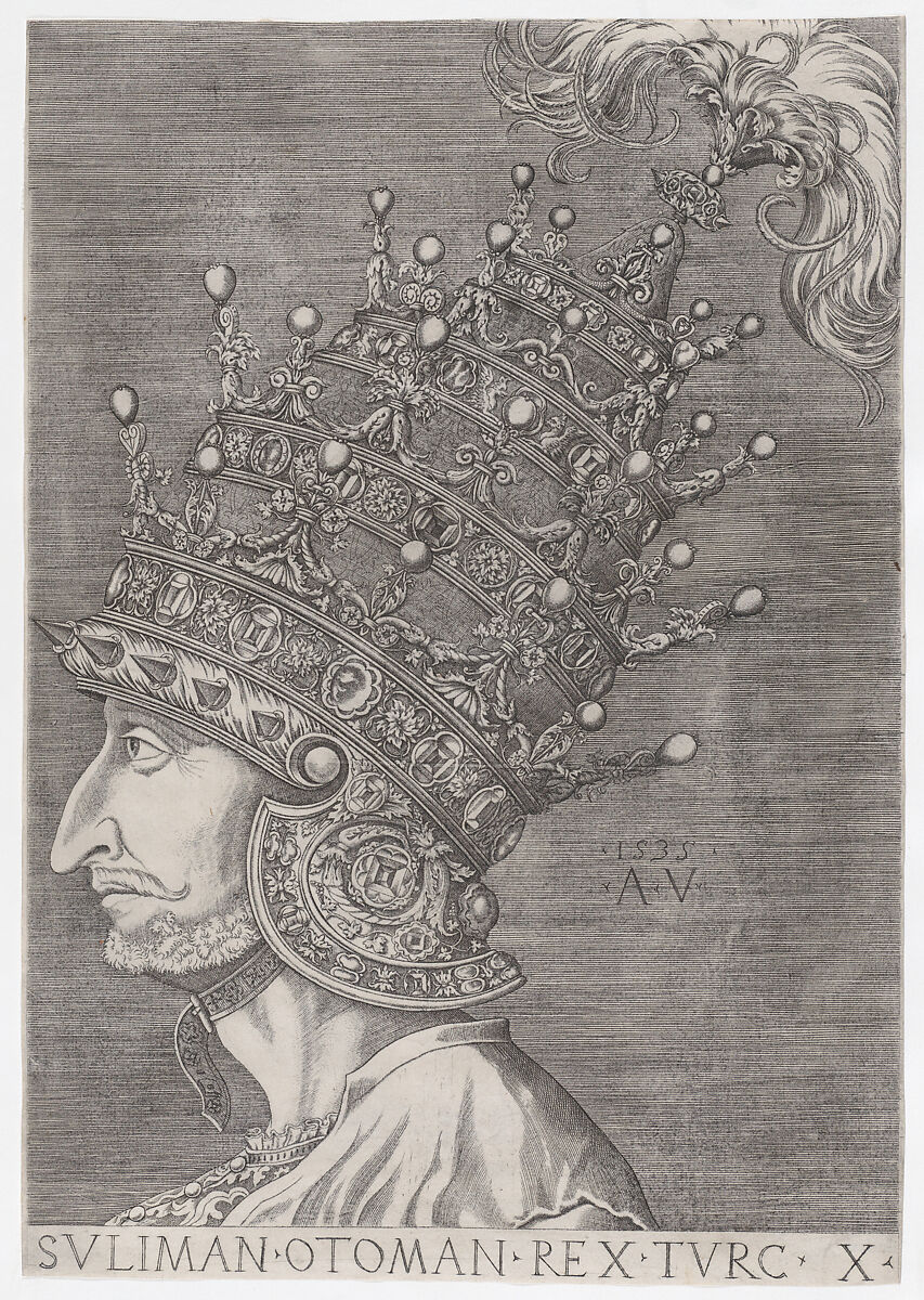 Suleiman II, Agostino Veneziano (Agostino dei Musi) (Italian, Venice ca. 1490–after 1536 Rome), Engraving 