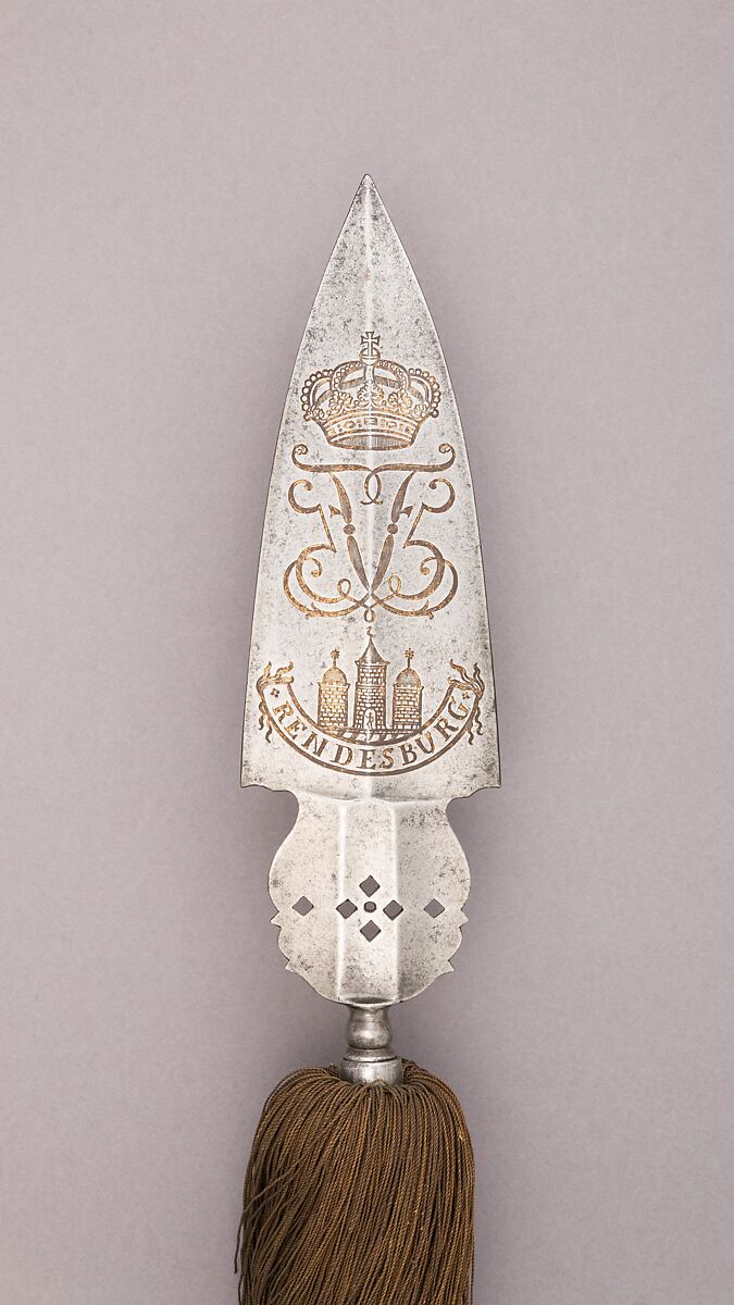 Spontoon, Steel, wood, textile, gold, metallic thread, German