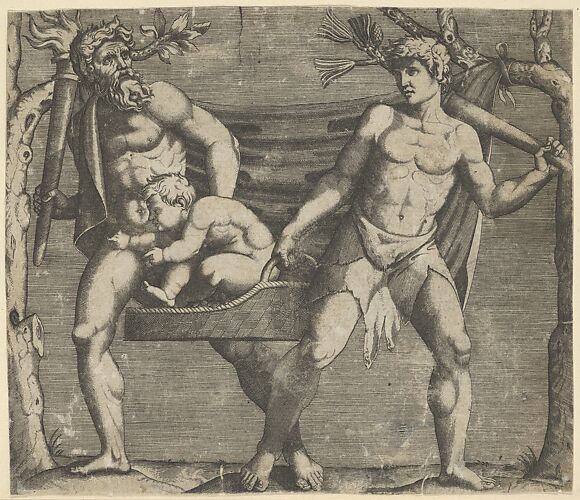 Two Fauns Carrying a Child