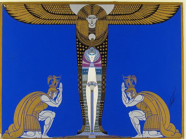 Cléôpâtre: Costume design for George White's Scandals, New York, 1926, Erté (Romain de Tirtoff) (French (born Russia), St. Petersburg 1892–1990 Paris), Gouache and metallic paint