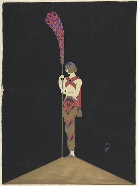Delilah's Slave: Costume for George White's Scandals, New York, 1926, Erté (Romain de Tirtoff) (French (born Russia), St. Petersburg 1892–1990 Paris), Gouache and metallic paint 