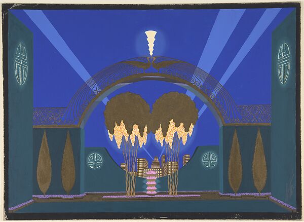 Design for Stage Set, Penthouse Garden, for "Manhattan Mary," Majestic Theater, New York, Erté (Romain de Tirtoff) (French (born Russia), St. Petersburg 1892–1990 Paris) 