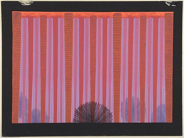 Set Design for "Ballet Africain," George White's Scandals, New York, Erté (Romain de Tirtoff) (French (born Russia), St. Petersburg 1892–1990 Paris), Gouache and metallic paint 