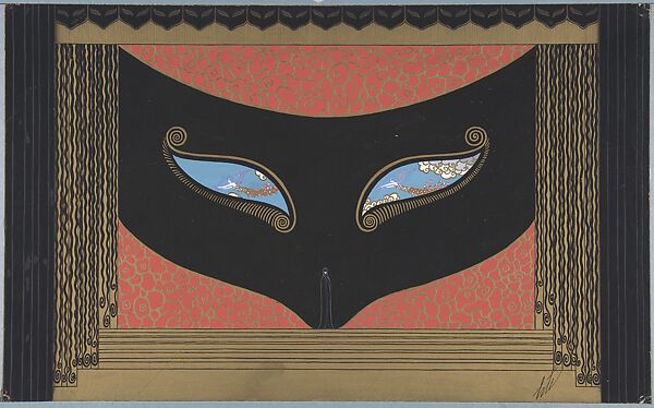 Stage set design for "The Mask," George White's Scandals, New York, 1926, Erté (Romain de Tirtoff) (French (born Russia), St. Petersburg 1892–1990 Paris), Gouache and metallic paint 