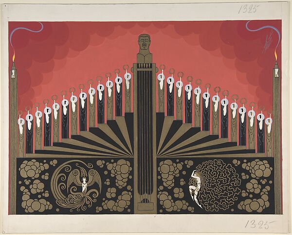 Finale stage set design for "Victor Herbert," George White's Scandals, New York, 1928, Erté (Romain de Tirtoff) (French (born Russia), St. Petersburg 1892–1990 Paris), Gouache and metallic paint 