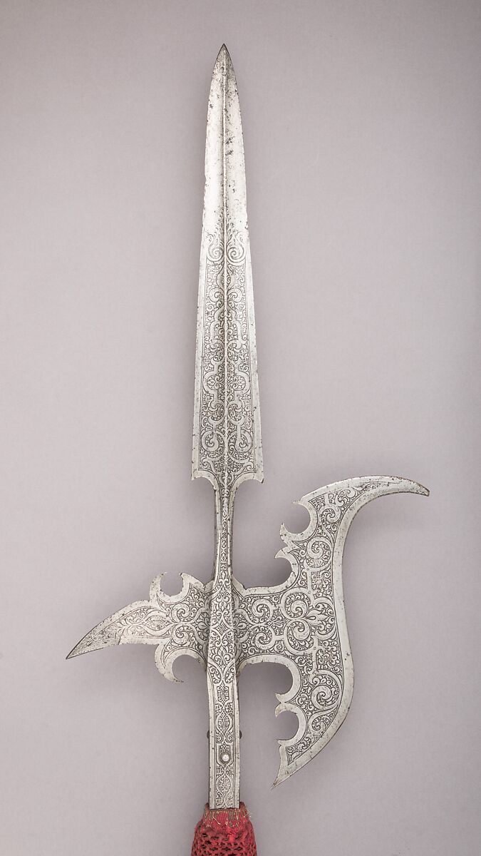 Halberd, Steel, wood, textile, brass, German 