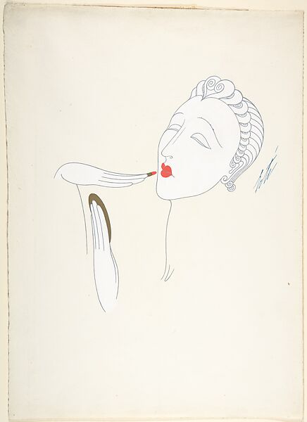 Tête de Mannequin IV, Erté (Romain de Tirtoff) (French (born Russia), St. Petersburg 1892–1990 Paris), Gouache with gold 