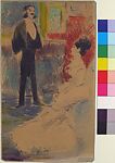 Couple Conversing, Jean-Louis Forain (French, Reims 1852–1931 Paris), Pen and black ink and watercolor
