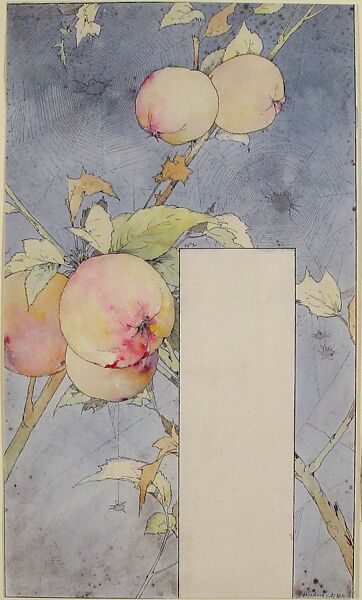 Boughs from an Apple Tree with Spiders'  Webs, Jules-Auguste Habert-Dys (French, Fresnes 1850–1930), Watercolor