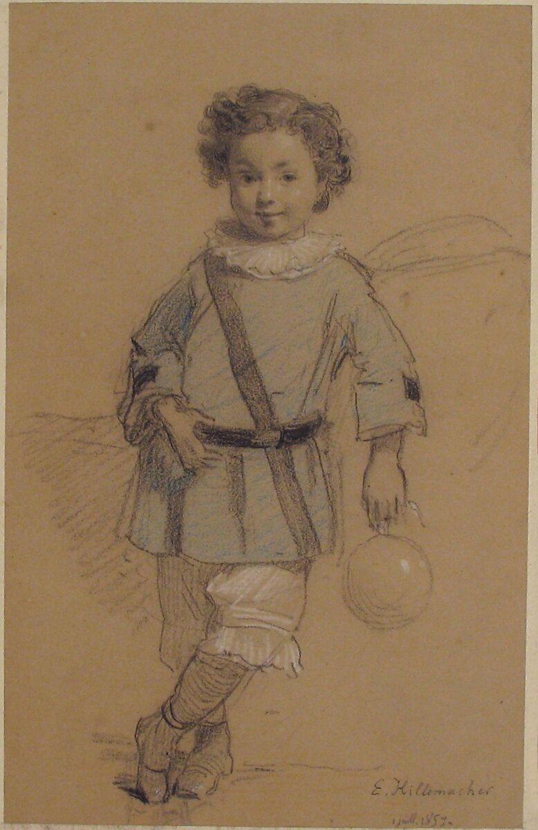 Sketch of a Young Boy, Eugène-Ernest Hillemacher (French, Paris 1818–1887 Paris), Pastel and black chalk