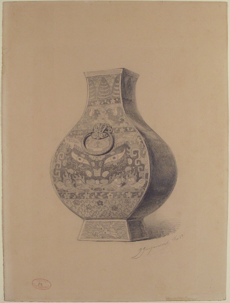 A Chinese Vase, Jules-Ferdinand Jacquemart (French, Paris 1837–1880 Paris), Graphite