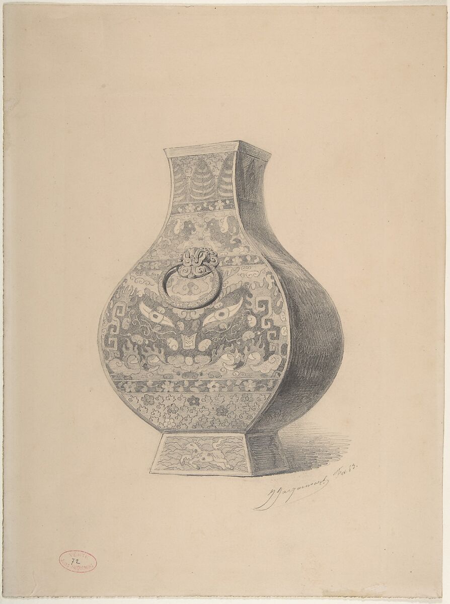 A Chinese Vase, Jules-Ferdinand Jacquemart (French, Paris 1837–1880 Paris), Graphite 
