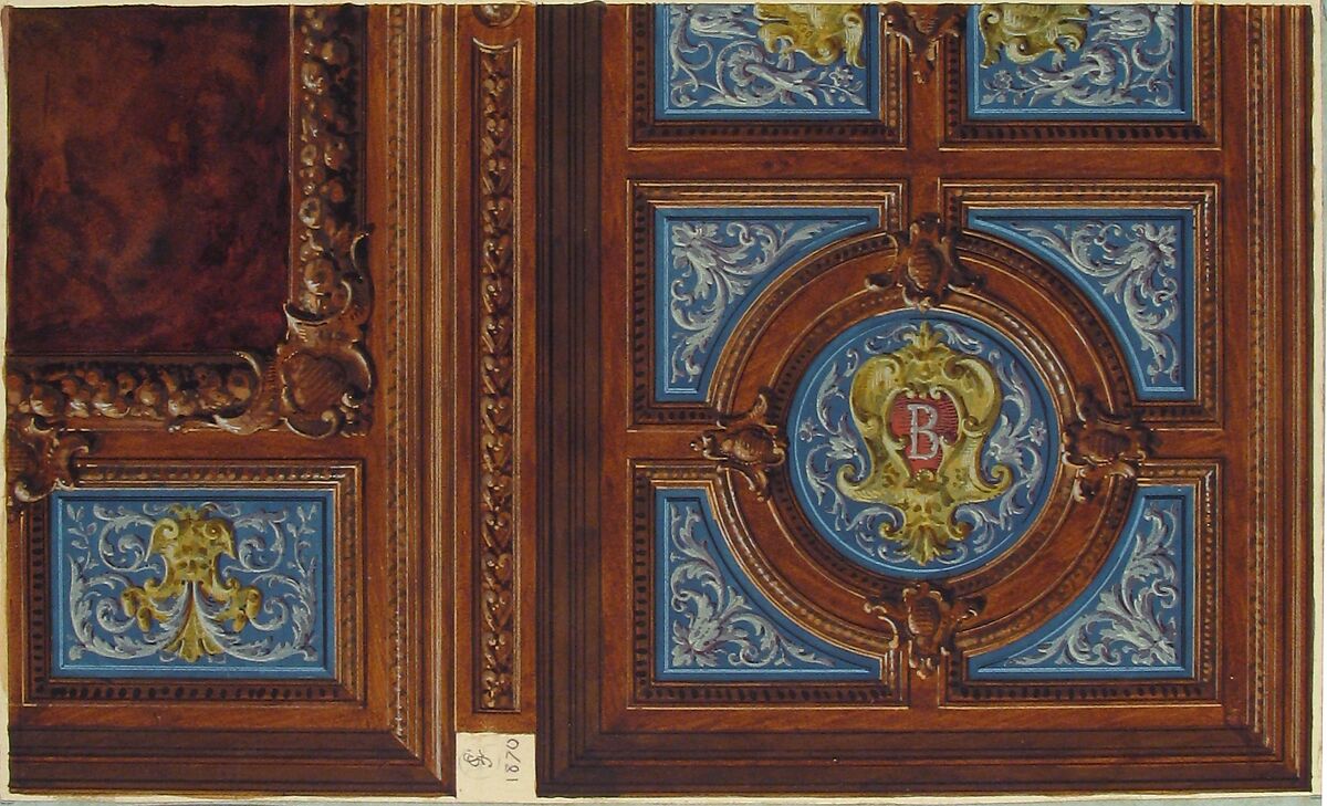 Design for Dining Room Ceiling, Hôtel de Behague, Jules-Edmond-Charles Lachaise (French, died 1897), Gouache